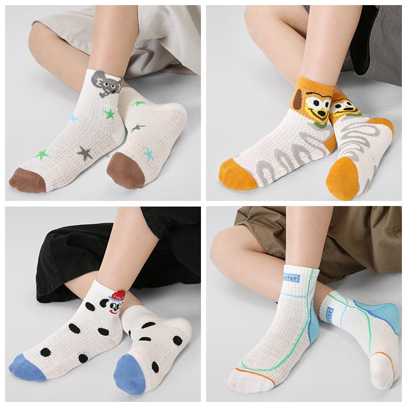Mesh Cartoon Pattern Socks 5 Pairs アニマル ソックス 5足セット【mh0013545】 mamahalo accessory ベビー用靴下・タイツ