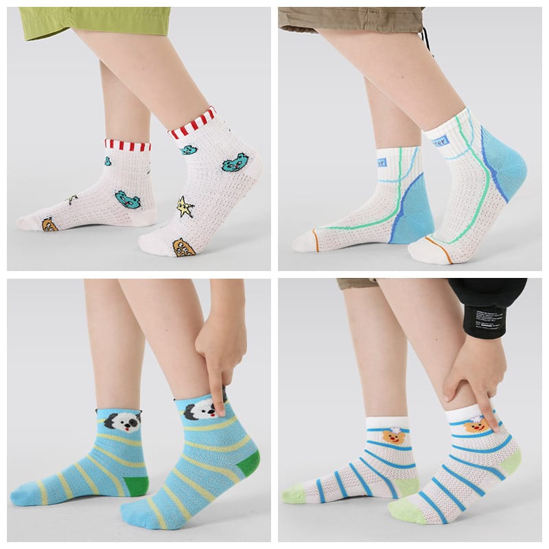 Mesh Cartoon Pattern Socks 5 Pairs アニマル ソックス 5足セット【mh0013545】 mamahalo accessory ベビー用靴下・タイツ