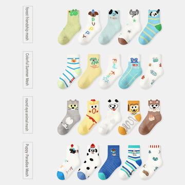Mesh Cartoon Pattern Socks 5 Pairs アニマル ソックス 5足セット【mh0013545】 mamahalo accessory ベビー用靴下・タイツ