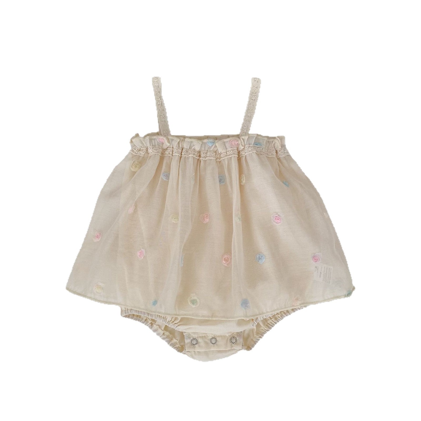 Mesh Floral Camisole Romper チュール キャミソール ロンパース【mh0012492】 Engepapa ノースリーブロンパース