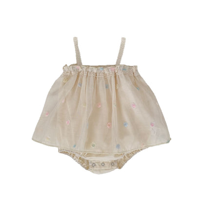 Mesh Floral Camisole Romper チュール キャミソール ロンパース【mh0012492】 Engepapa ノースリーブロンパース