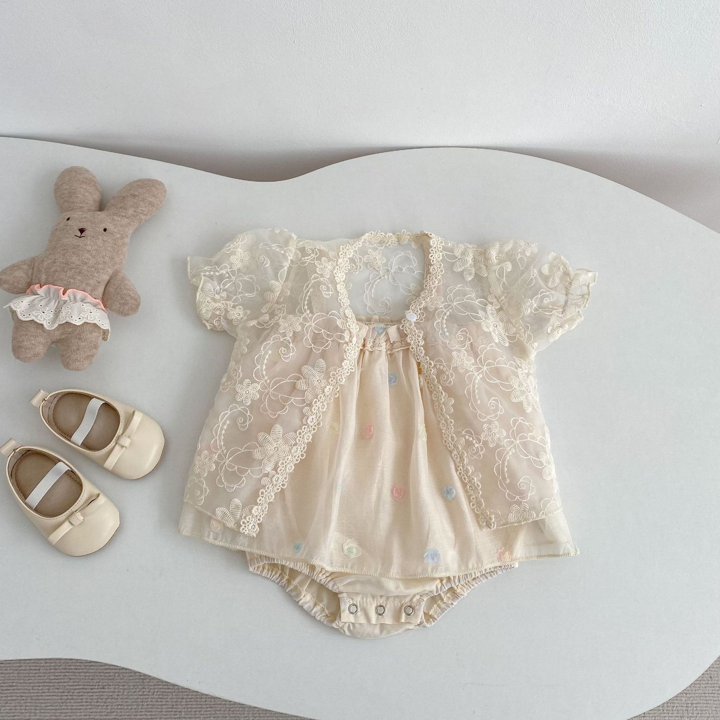 Mesh Floral Camisole Romper チュール キャミソール ロンパース【mh0012492】 Engepapa ノースリーブロンパース