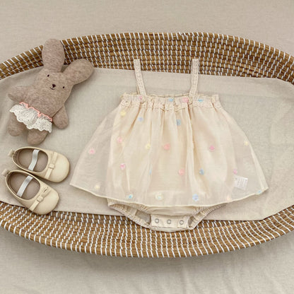 Mesh Floral Camisole Romper チュール キャミソール ロンパース【mh0012492】 Engepapa ノースリーブロンパース