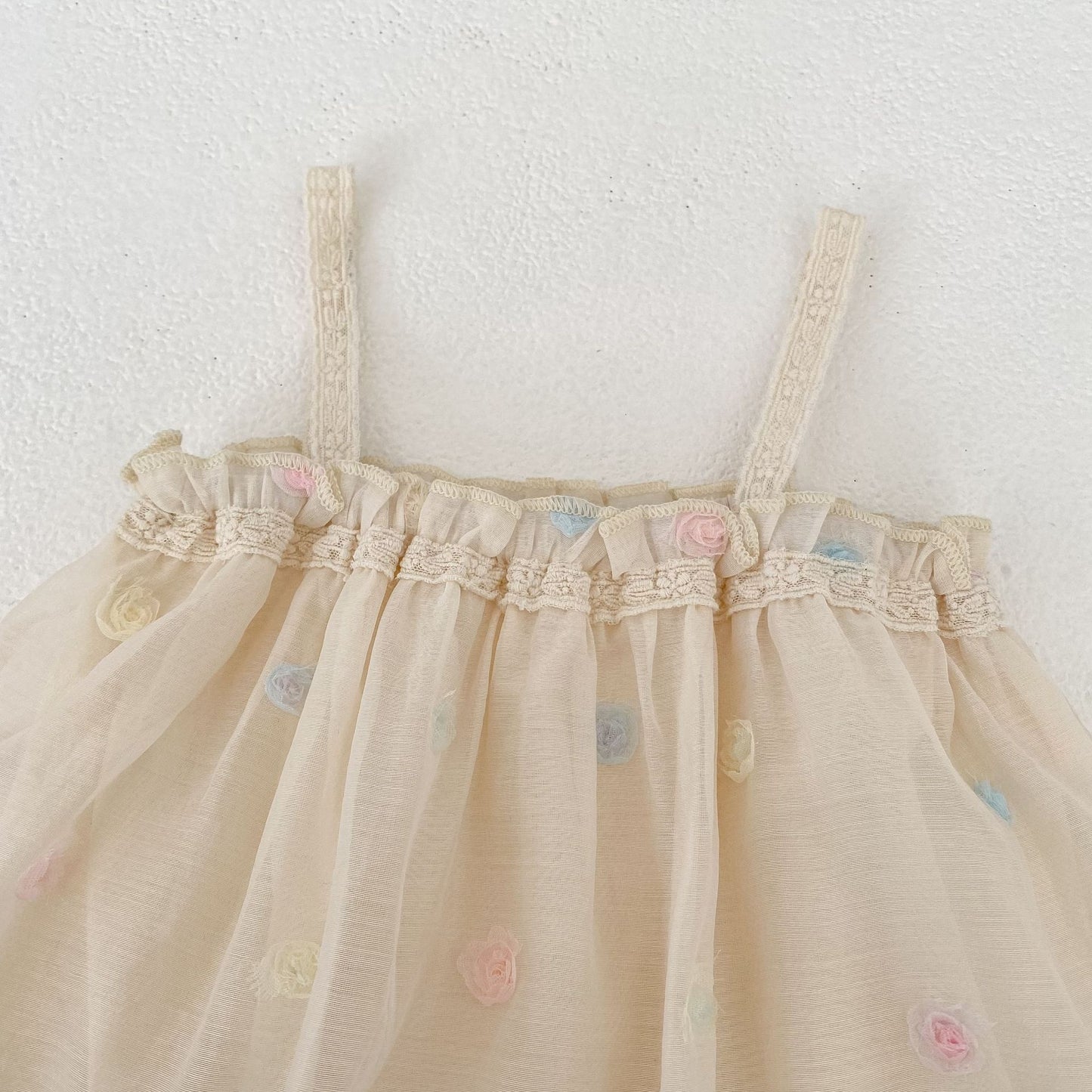 Mesh Floral Camisole Romper チュール キャミソール ロンパース【mh0012492】 Engepapa ノースリーブロンパース