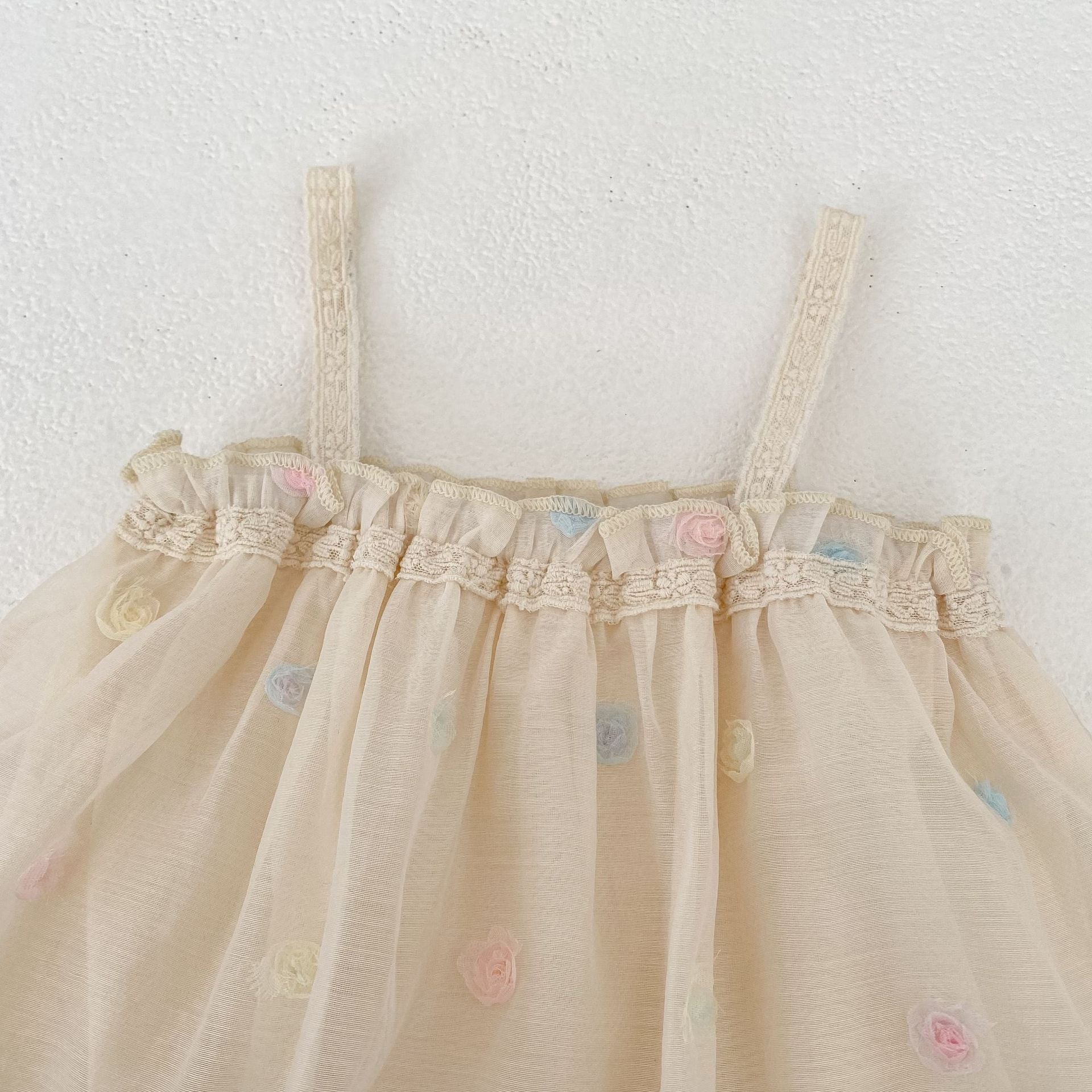 Mesh Floral Camisole Romper チュール キャミソール ロンパース【mh0012492】 Engepapa ノースリーブロンパース