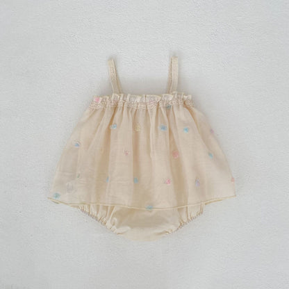 Mesh Floral Camisole Romper チュール キャミソール ロンパース【mh0012492】 Engepapa ノースリーブロンパース