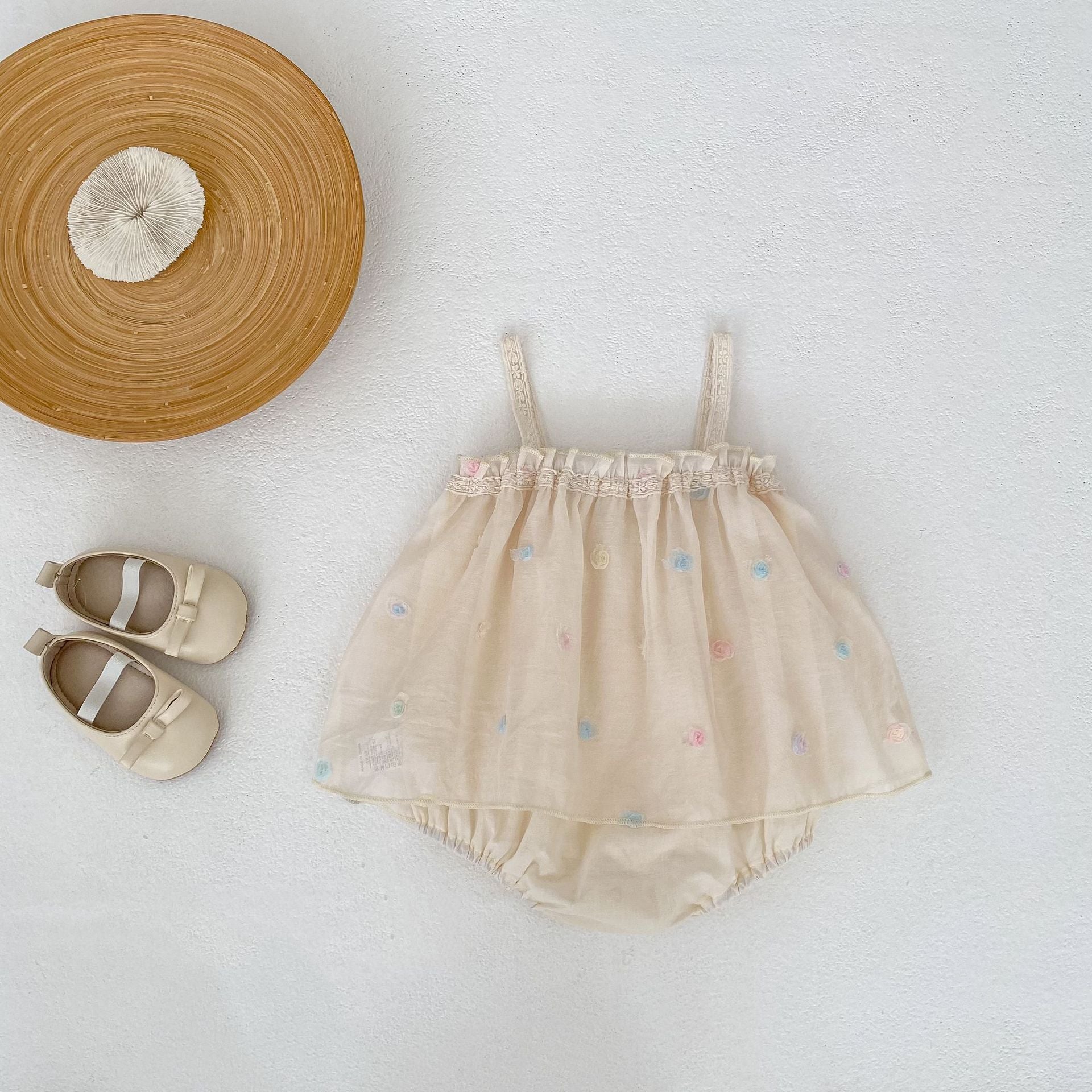 Mesh Floral Camisole Romper チュール キャミソール ロンパース【mh0012492】 Engepapa ノースリーブロンパース