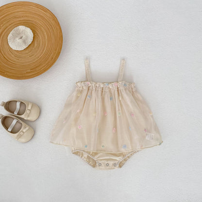 Mesh Floral Camisole Romper チュール キャミソール ロンパース【mh0012492】 Engepapa ノースリーブロンパース