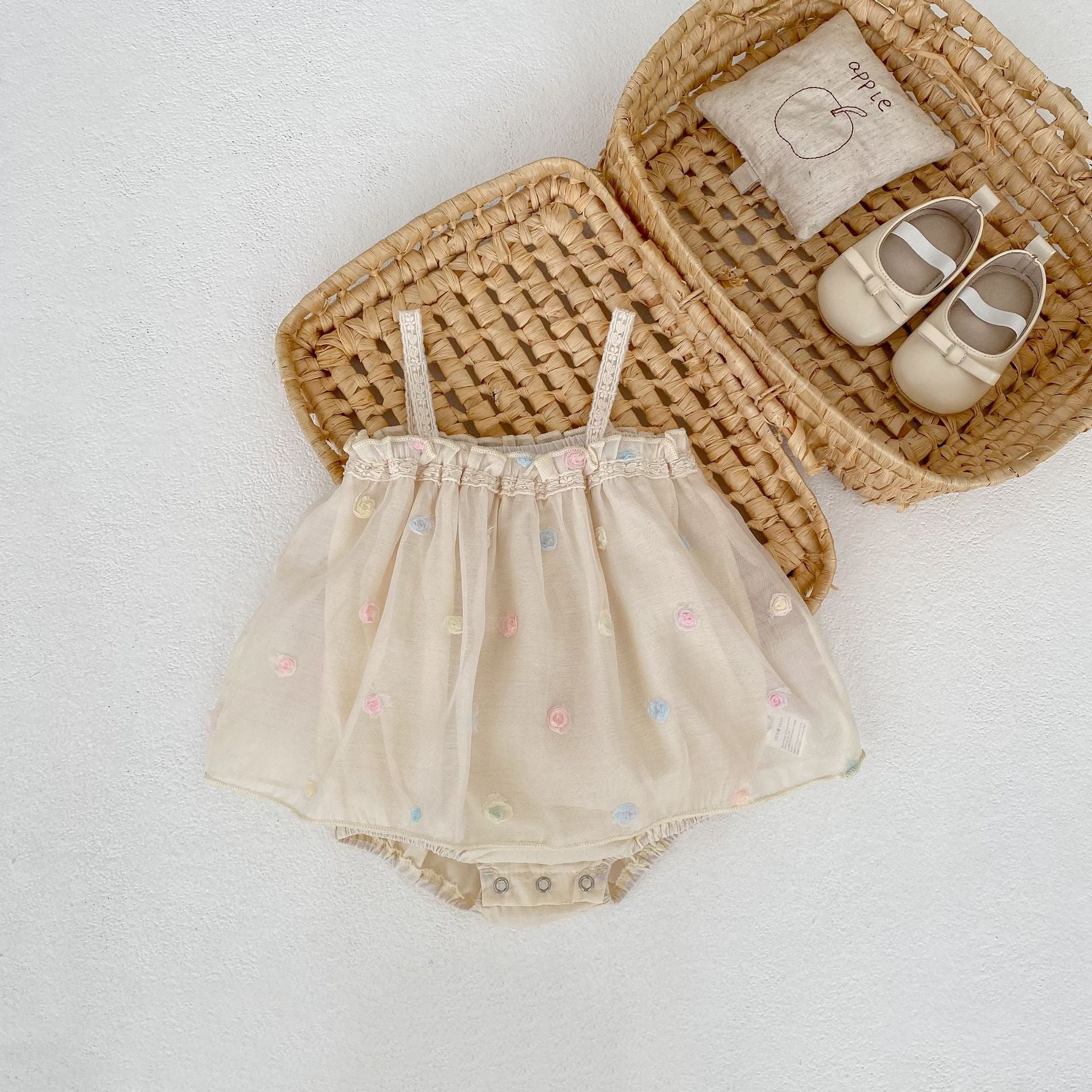 Mesh Floral Camisole Romper チュール キャミソール ロンパース【mh0012492】 Engepapa ノースリーブロンパース