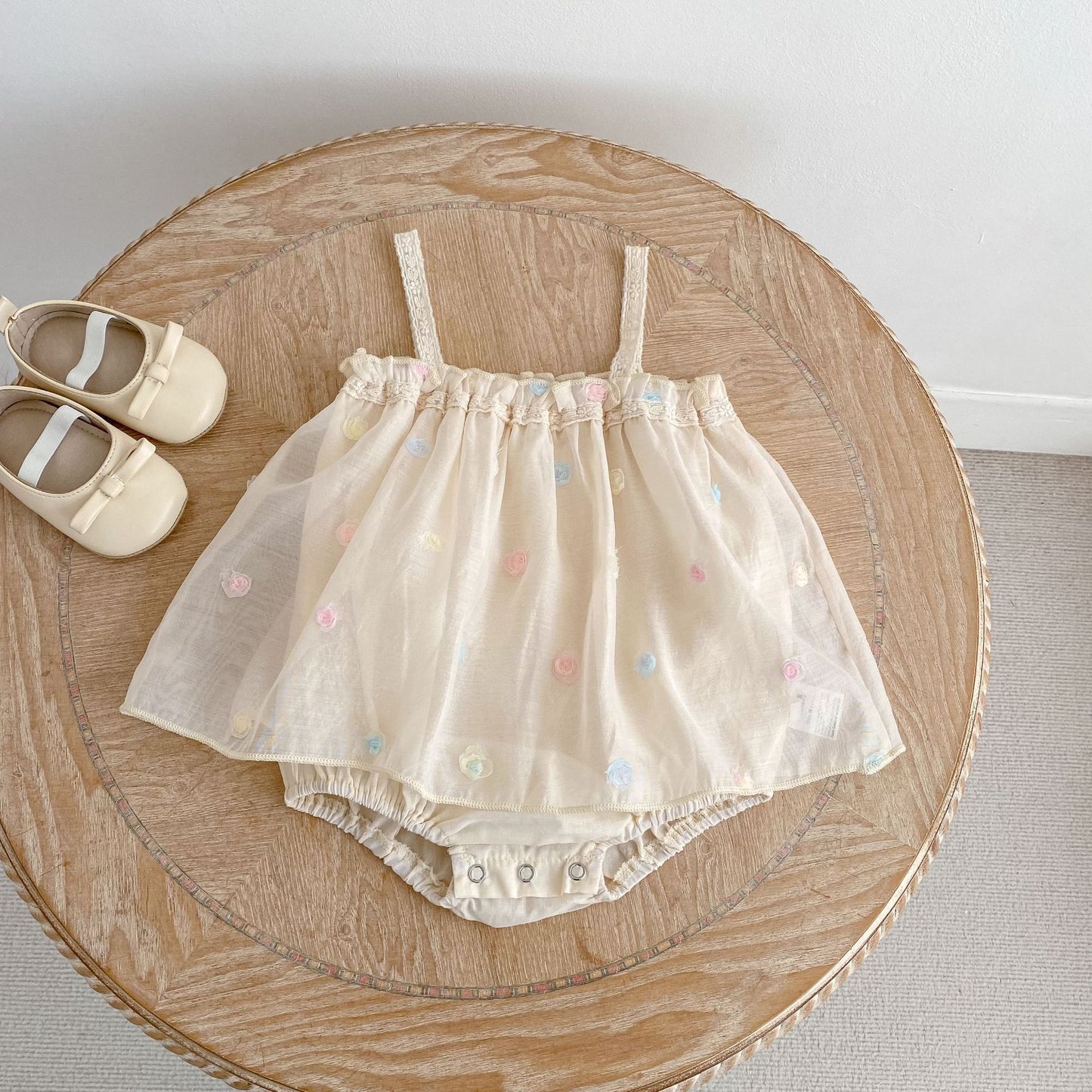 Mesh Floral Camisole Romper チュール キャミソール ロンパース【mh0012492】 Engepapa ノースリーブロンパース