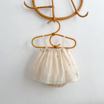 Mesh Floral Camisole Romper チュール キャミソール ロンパース【mh0012492】 Engepapa ノースリーブロンパース