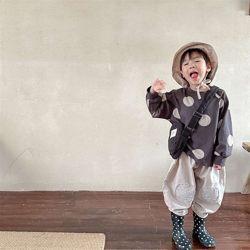 キッズ チェック 膝パッチ ルーズ カジュアルパンツ【mh0001280】 ADbaby ロングパンツ・スウェットパンツ