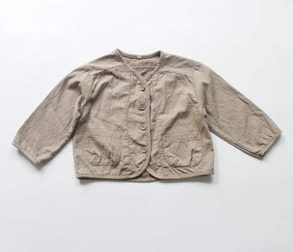 キッズ コットンリネン ノーカーラー ジャケット【mh0001719】 Light Gray / 90cm Forest Map