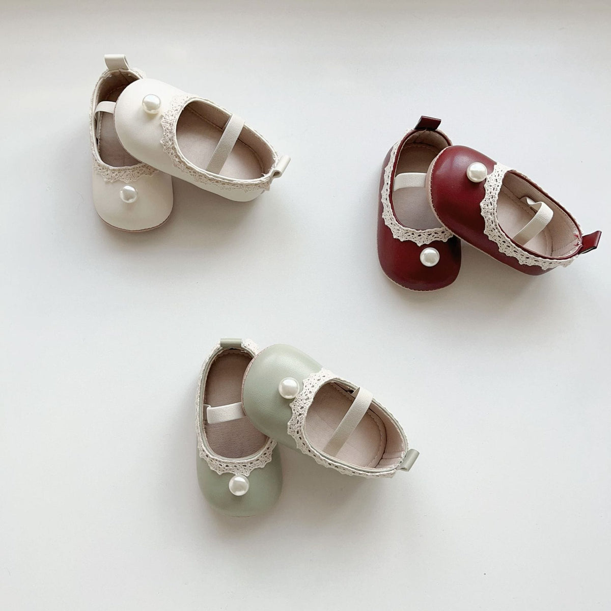 ベビー レース パールモチーフ ストラップ フラット ファーストシューズ【mh0009716】 mamahalo accessories ベビー用靴