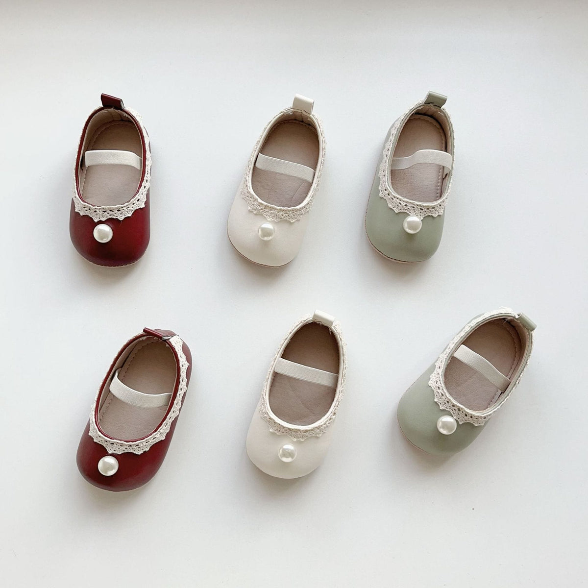ベビー レース パールモチーフ ストラップ フラット ファーストシューズ【mh0009716】 mamahalo accessories ベビー用靴