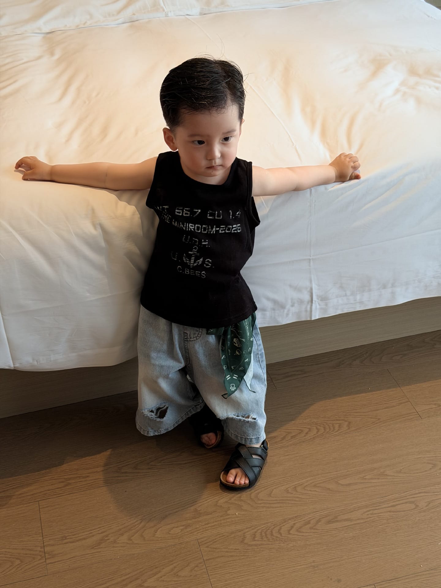 ダメージ加工 色落ちデニム クロップドワイドパンツ ストリート【mh0013701】 cicikids デニムパンツ
