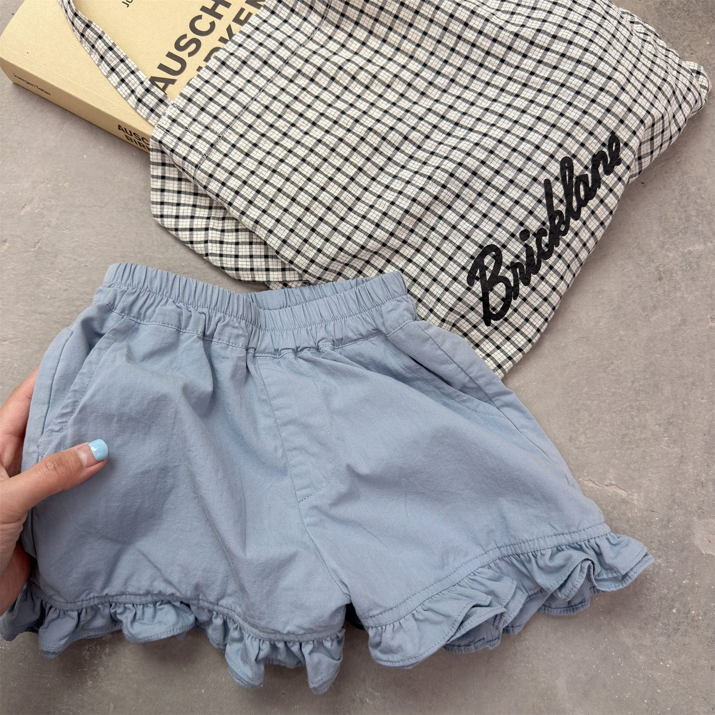フリルデザイン 裾フリルショートパンツ レトロポップ【mh0013702】 Light Blue / 80cm ADbaby ハーフパンツ・ショートパンツ