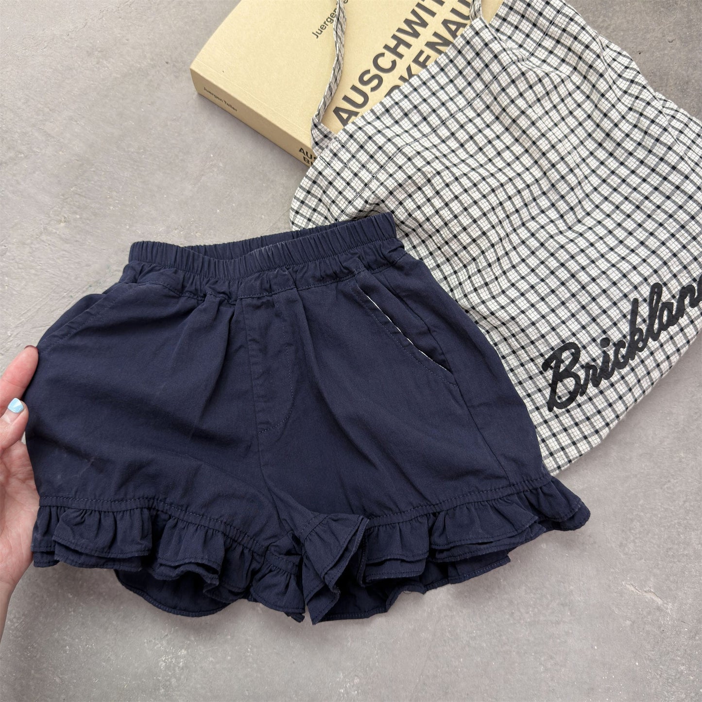 フリルデザイン 裾フリルショートパンツ レトロポップ【mh0013702】 Navy / 80cm ADbaby ハーフパンツ・ショートパンツ