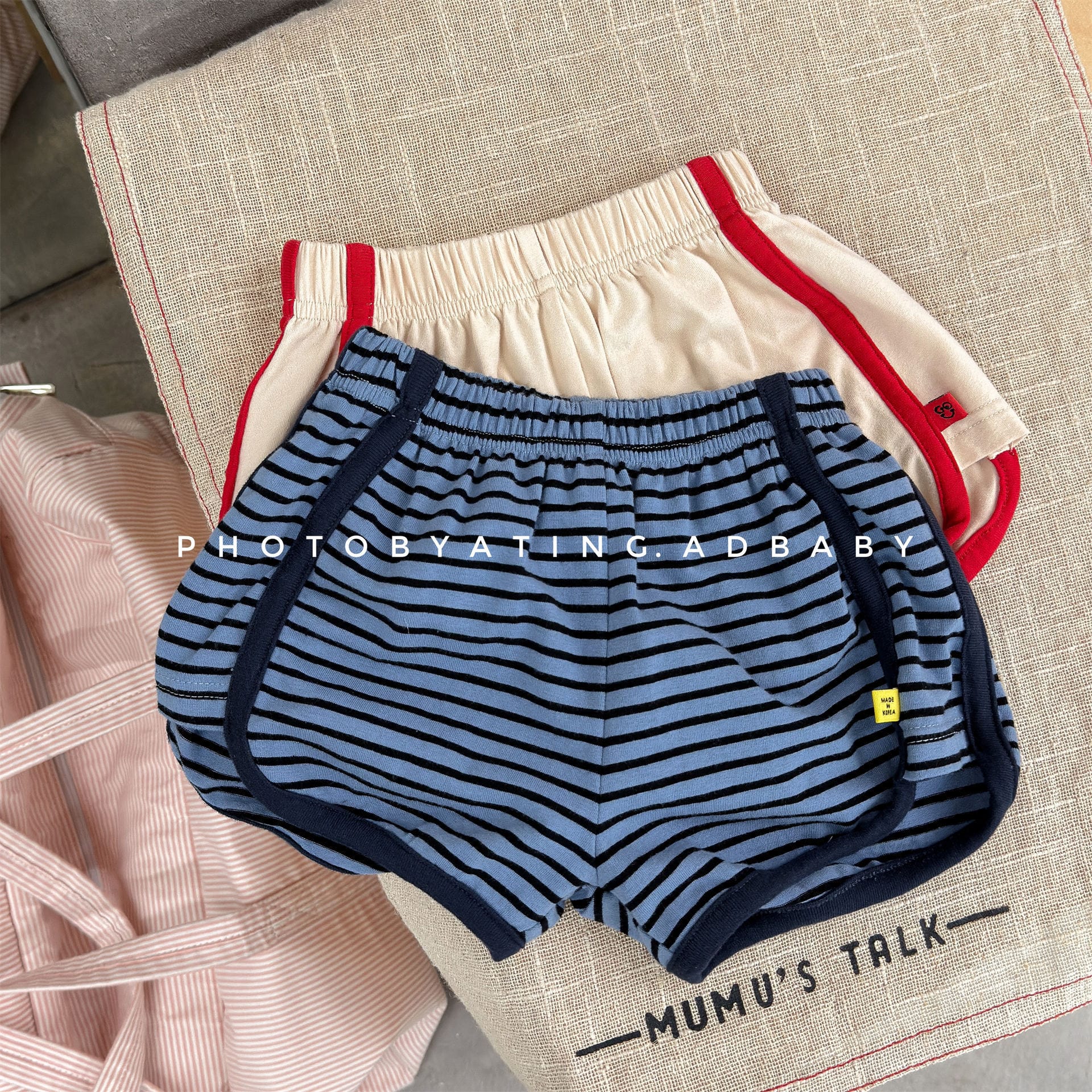 ボーダー パイピング ショートパンツ レトロポップ【mh0013705】 ADbaby ハーフパンツ・ショートパンツ