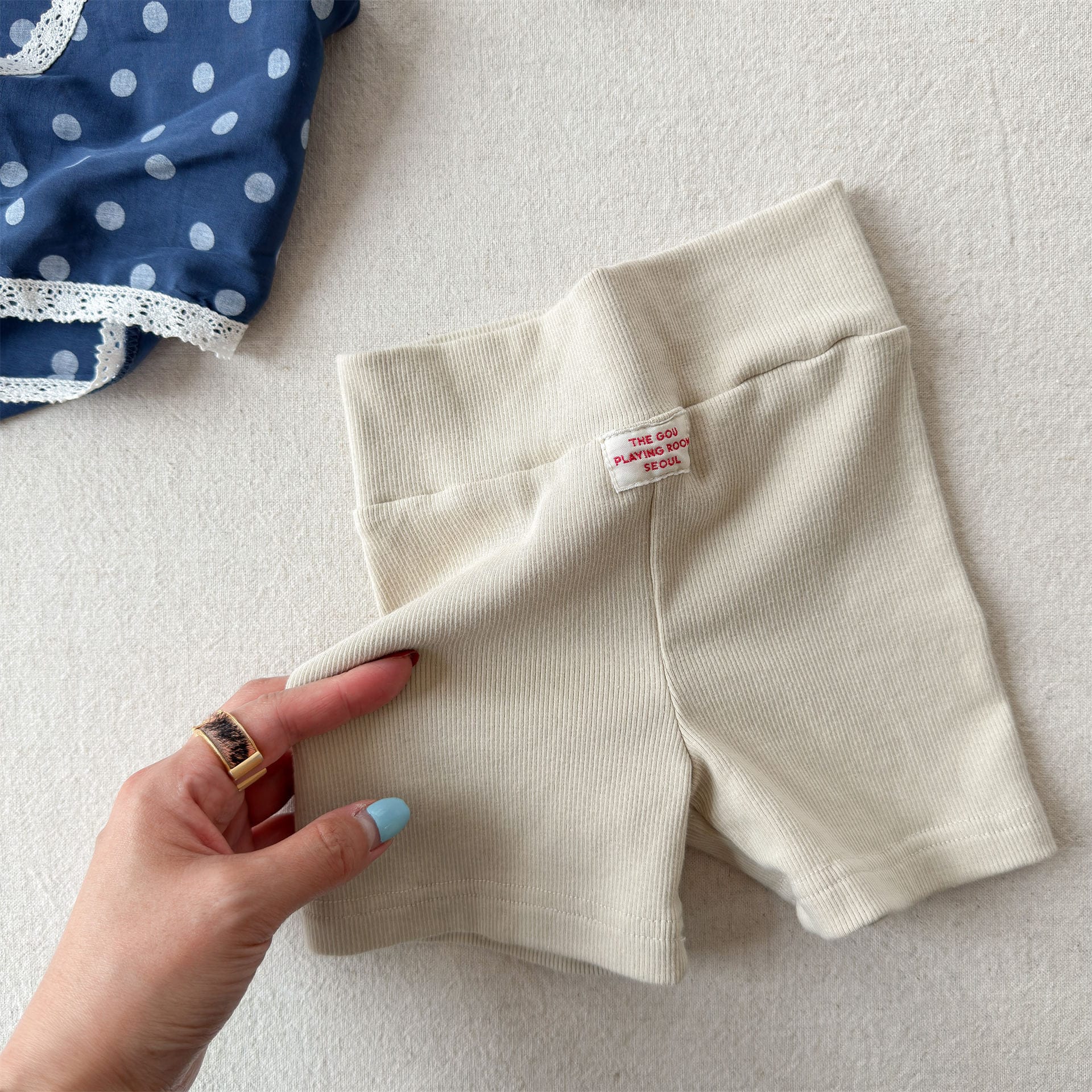 ソフトフィット フラットフロント ミニタグ ショートレギンス【mh0013712】 Beige / 80cm ADbaby レギンスパンツ