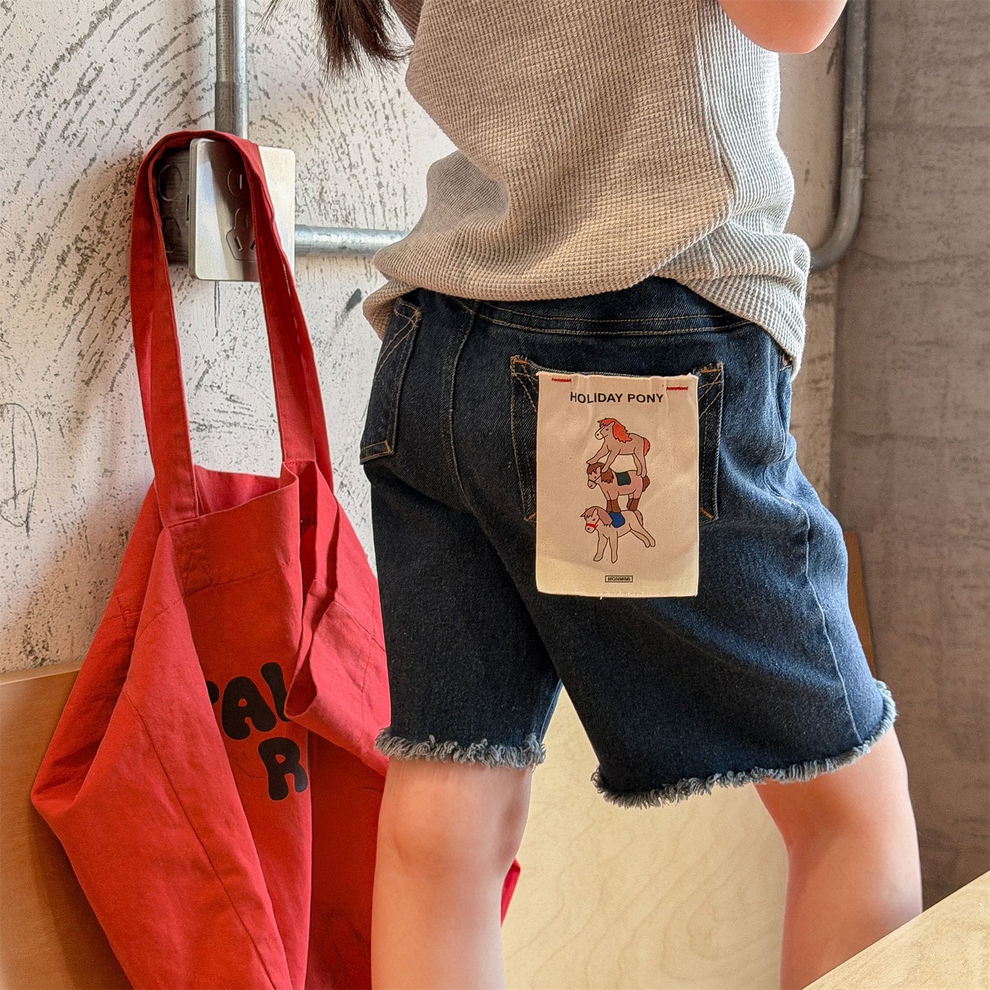 フリンジデニム ハーフパンツ アメカジ【mh0013714】 ADbaby ハーフパンツ・ショートパンツ