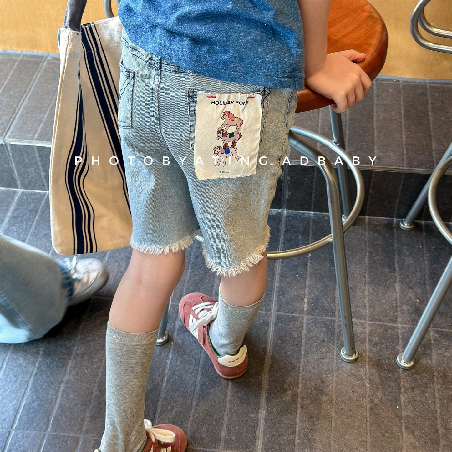 フリンジデニム ハーフパンツ アメカジ【mh0013714】 ADbaby ハーフパンツ・ショートパンツ
