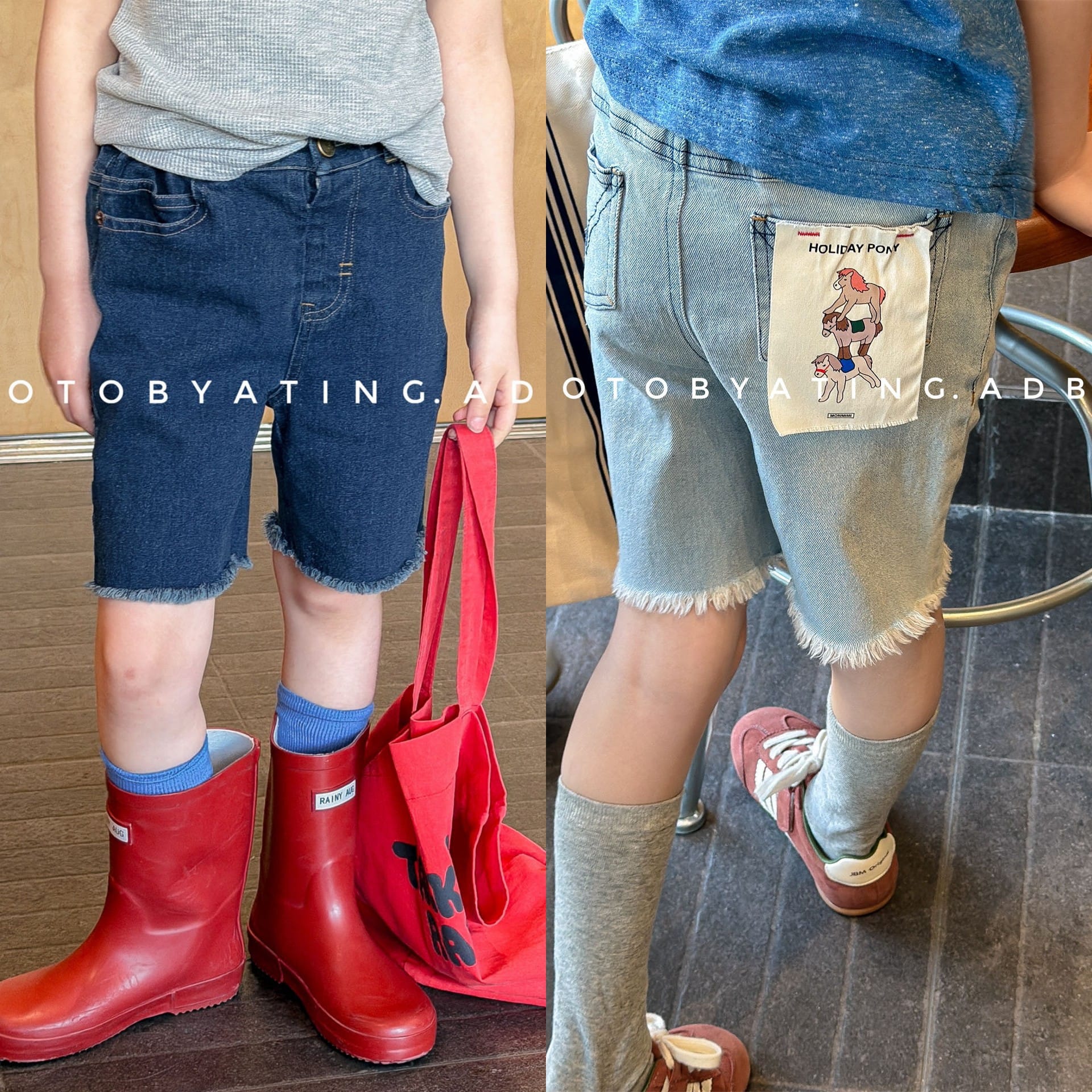 フリンジデニム ハーフパンツ アメカジ【mh0013714】 ADbaby ハーフパンツ・ショートパンツ