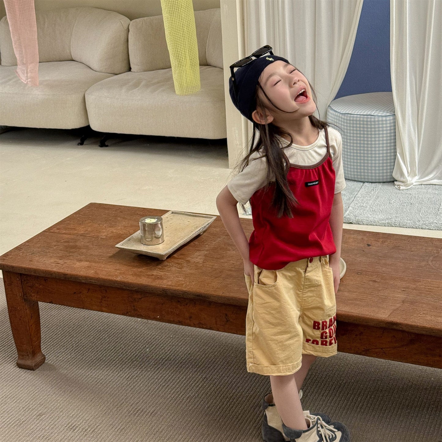 レターロゴプリント ショートパンツ【mh0013718】 ADbaby ハーフパンツ・ショートパンツ