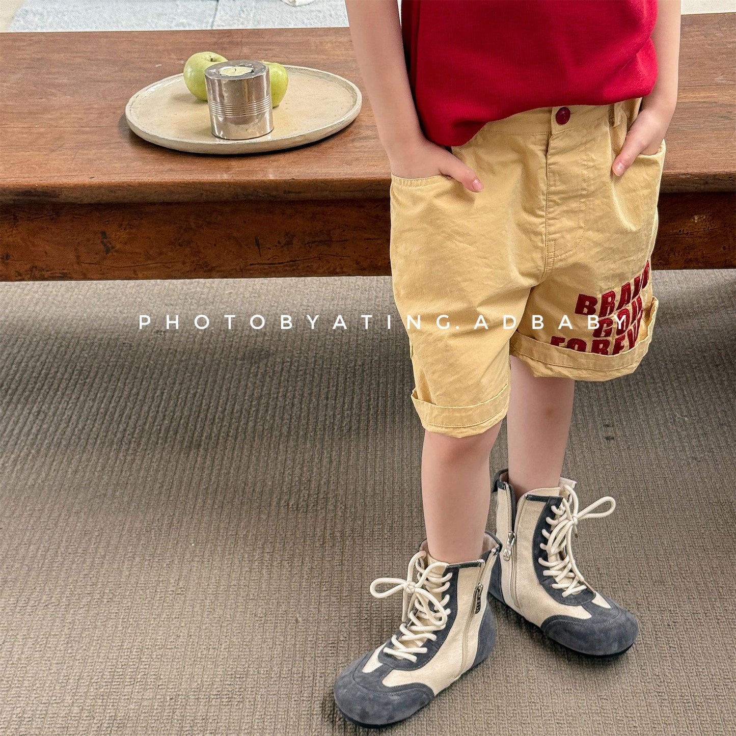 レターロゴプリント ショートパンツ【mh0013718】 ADbaby ハーフパンツ・ショートパンツ
