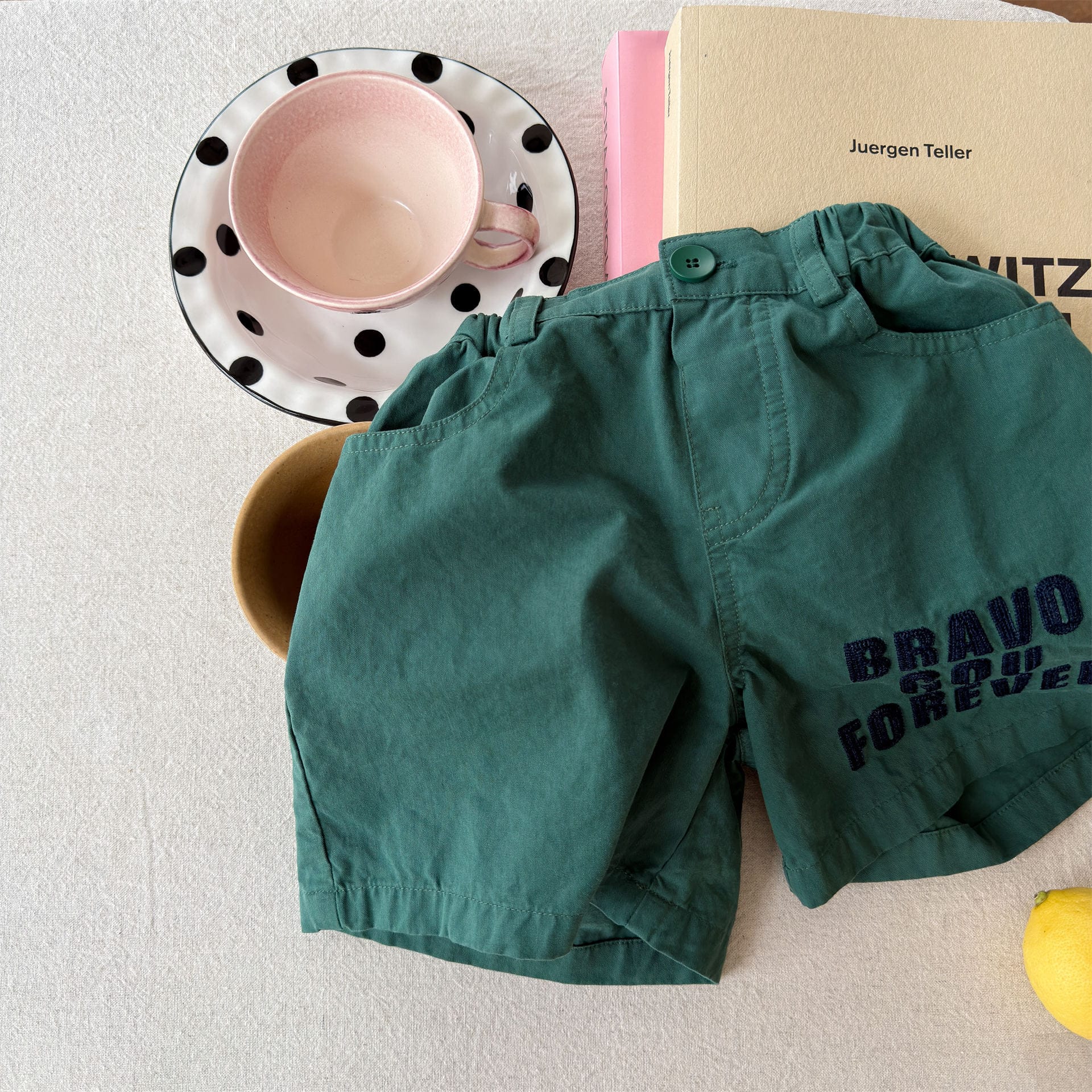 レターロゴプリント ショートパンツ【mh0013718】 Green / 80cm ADbaby ハーフパンツ・ショートパンツ