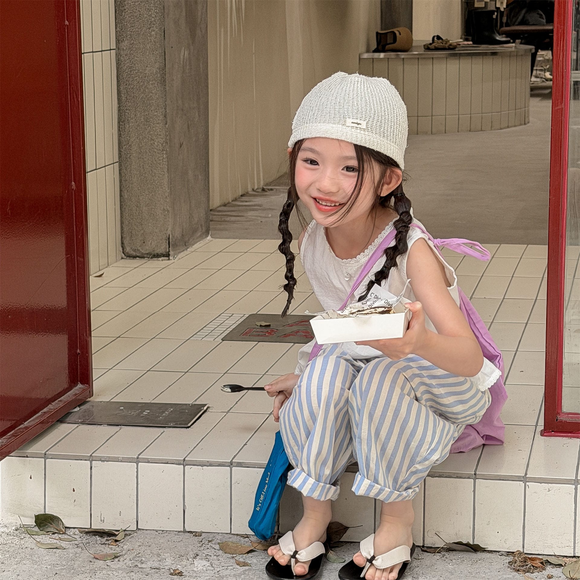 ストライプ クロップド リラックス シェフパンツ【mh0013721】 ADbaby ロングパンツ・スウェットパンツ