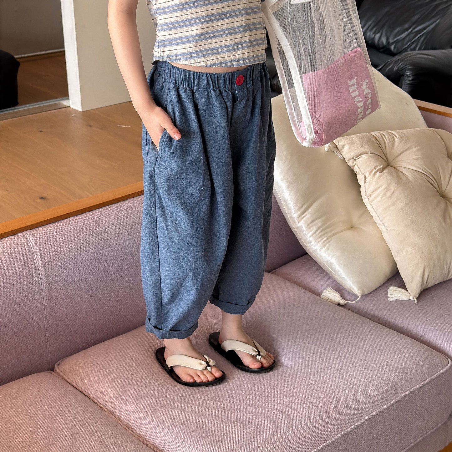 ストライプ クロップド リラックス シェフパンツ【mh0013721】 ADbaby ロングパンツ・スウェットパンツ