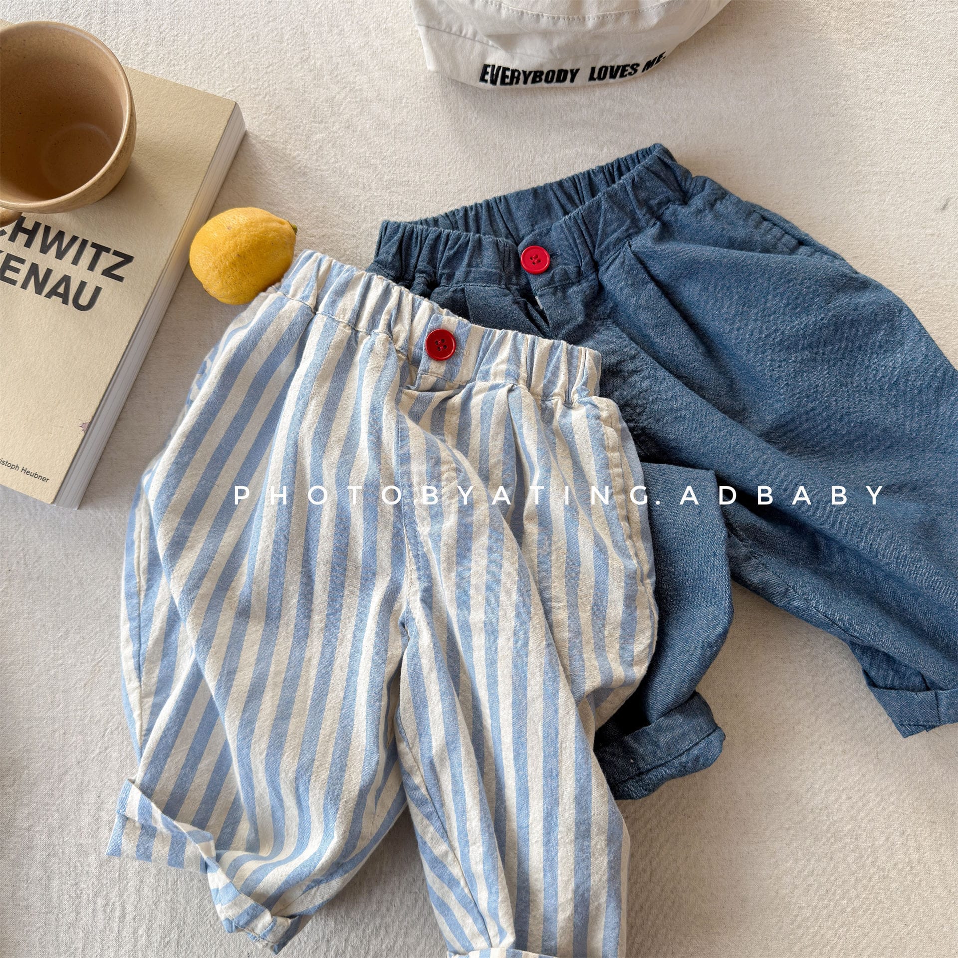 ストライプ クロップド リラックス シェフパンツ【mh0013721】 ADbaby ロングパンツ・スウェットパンツ