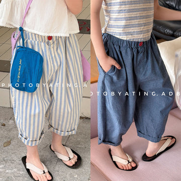ストライプ クロップド リラックス シェフパンツ【mh0013721】 ADbaby ロングパンツ・スウェットパンツ