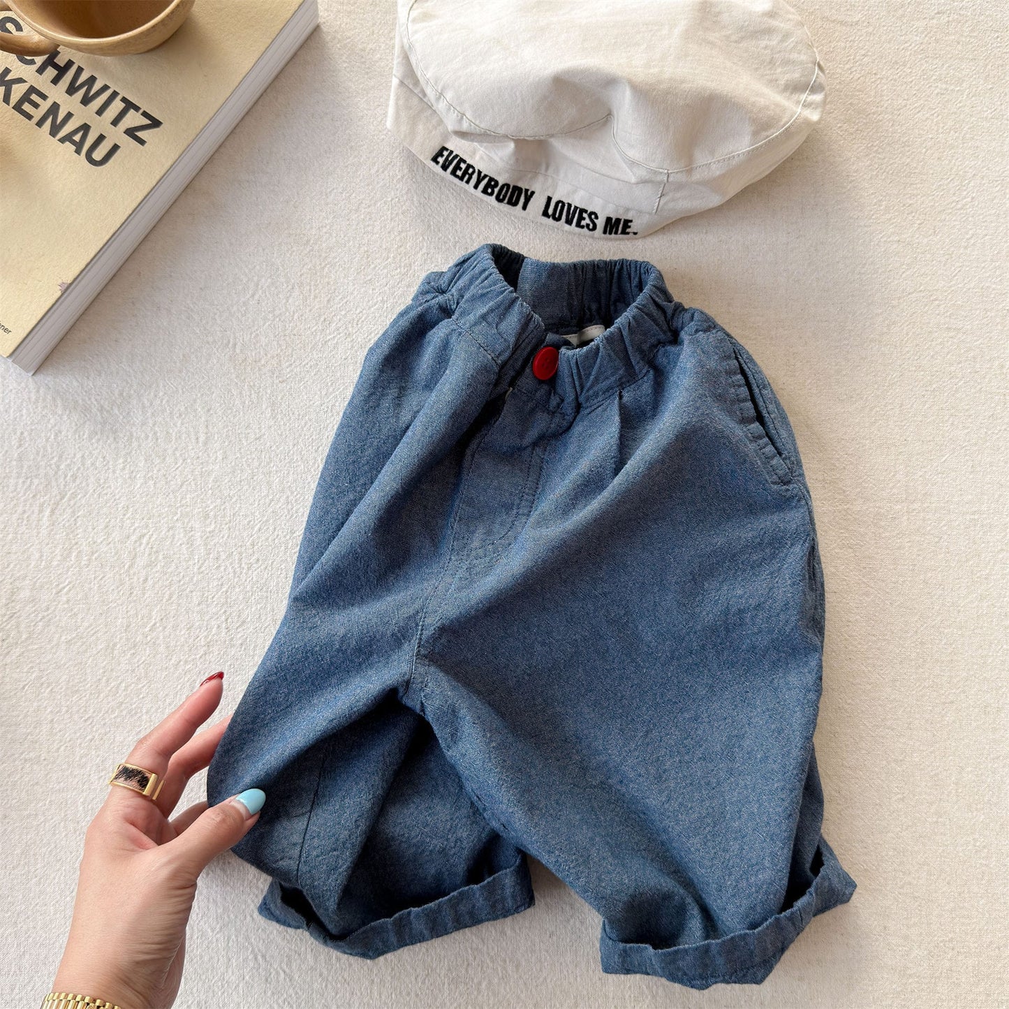 ストライプ クロップド リラックス シェフパンツ【mh0013721】 Blue / 80cm ADbaby ロングパンツ・スウェットパンツ
