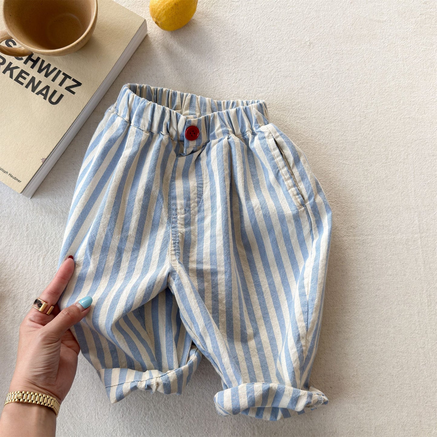 ストライプ クロップド リラックス シェフパンツ【mh0013721】 Stripe / 80cm ADbaby ロングパンツ・スウェットパンツ