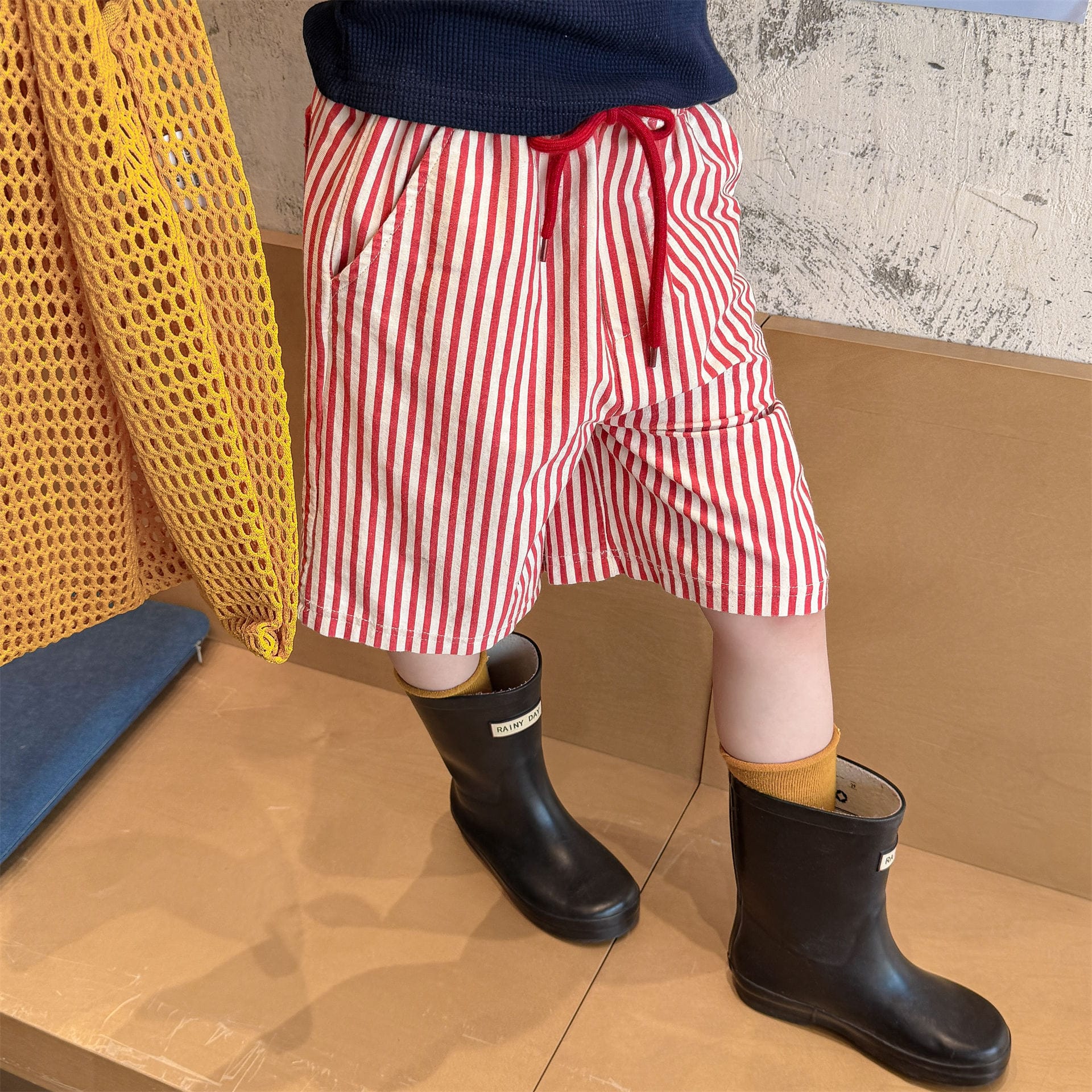 ストライプ フラットフロント ハーフパンツ【mh0013722】 ADbaby ハーフパンツ・ショートパンツ