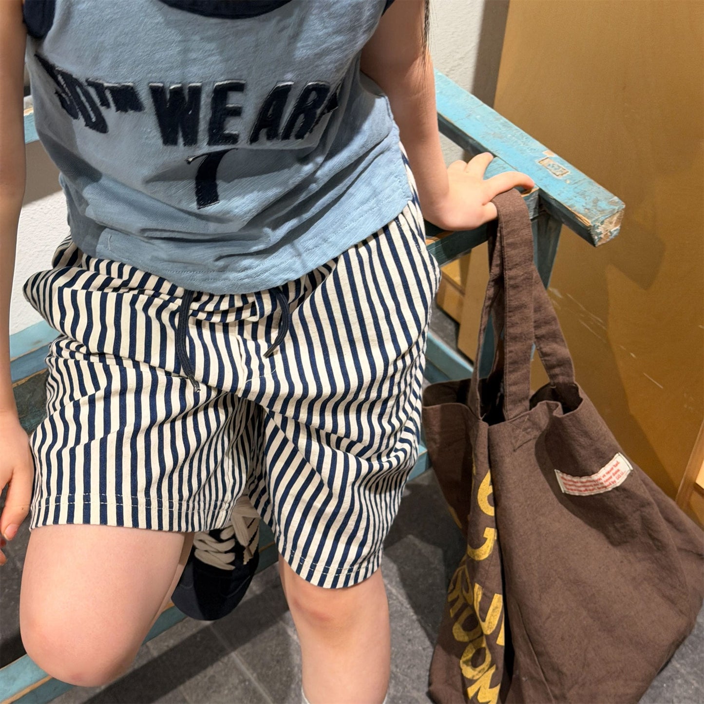 ストライプ フラットフロント ハーフパンツ【mh0013722】 ADbaby ハーフパンツ・ショートパンツ