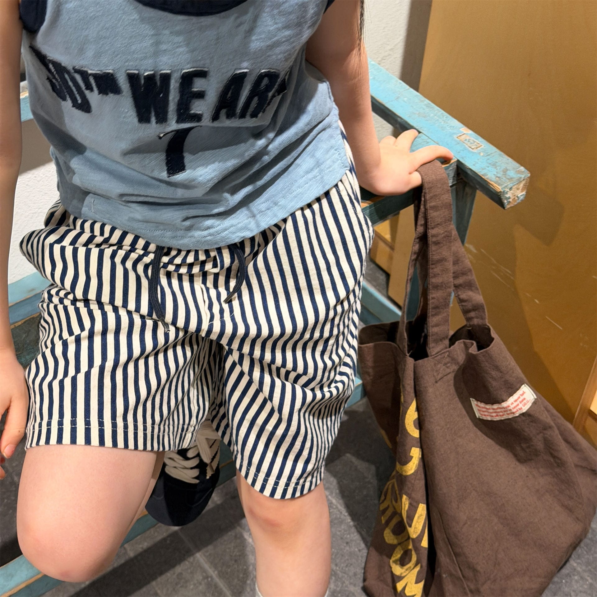 ストライプ フラットフロント ハーフパンツ【mh0013722】 ADbaby ハーフパンツ・ショートパンツ