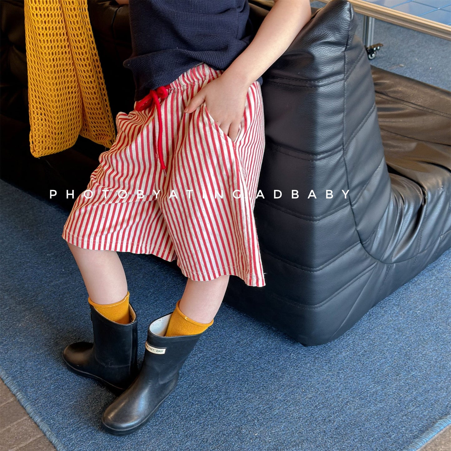 ストライプ フラットフロント ハーフパンツ【mh0013722】 ADbaby ハーフパンツ・ショートパンツ
