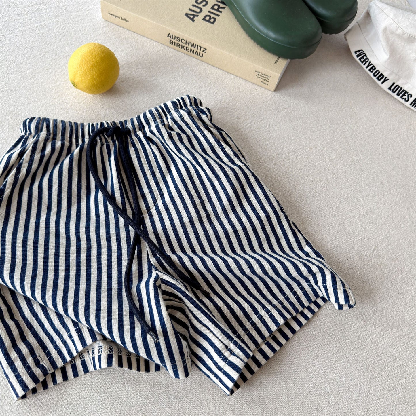 ストライプ フラットフロント ハーフパンツ【mh0013722】 Blue / 80cm ADbaby ハーフパンツ・ショートパンツ
