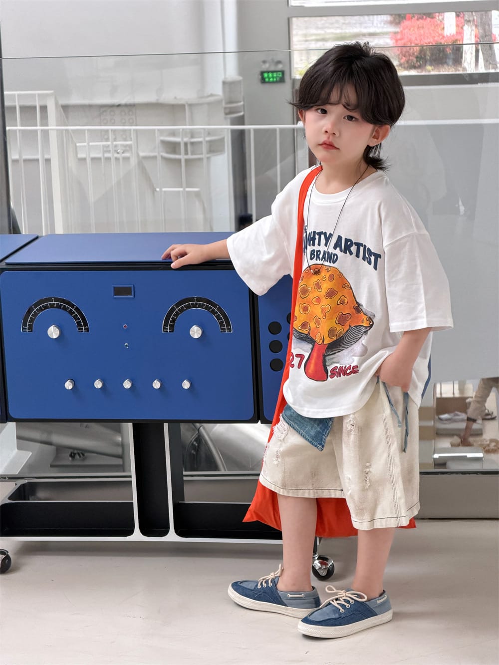 ダメージ ワイド ルーズ ウォッシュ ショートパンツ【mh0013729】 MEEGO JAM ハーフパンツ・ショートパンツ