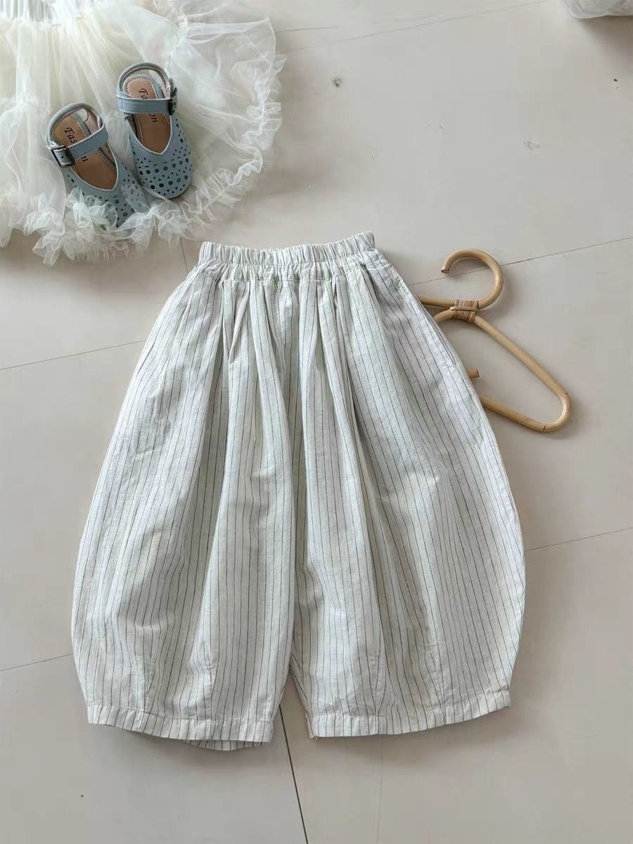 ストライプ バルーンシルエット ワイドパンツ【mh0013737】 Milk White / 90cm MEEGO JAM ロングパンツ・スウェットパンツ