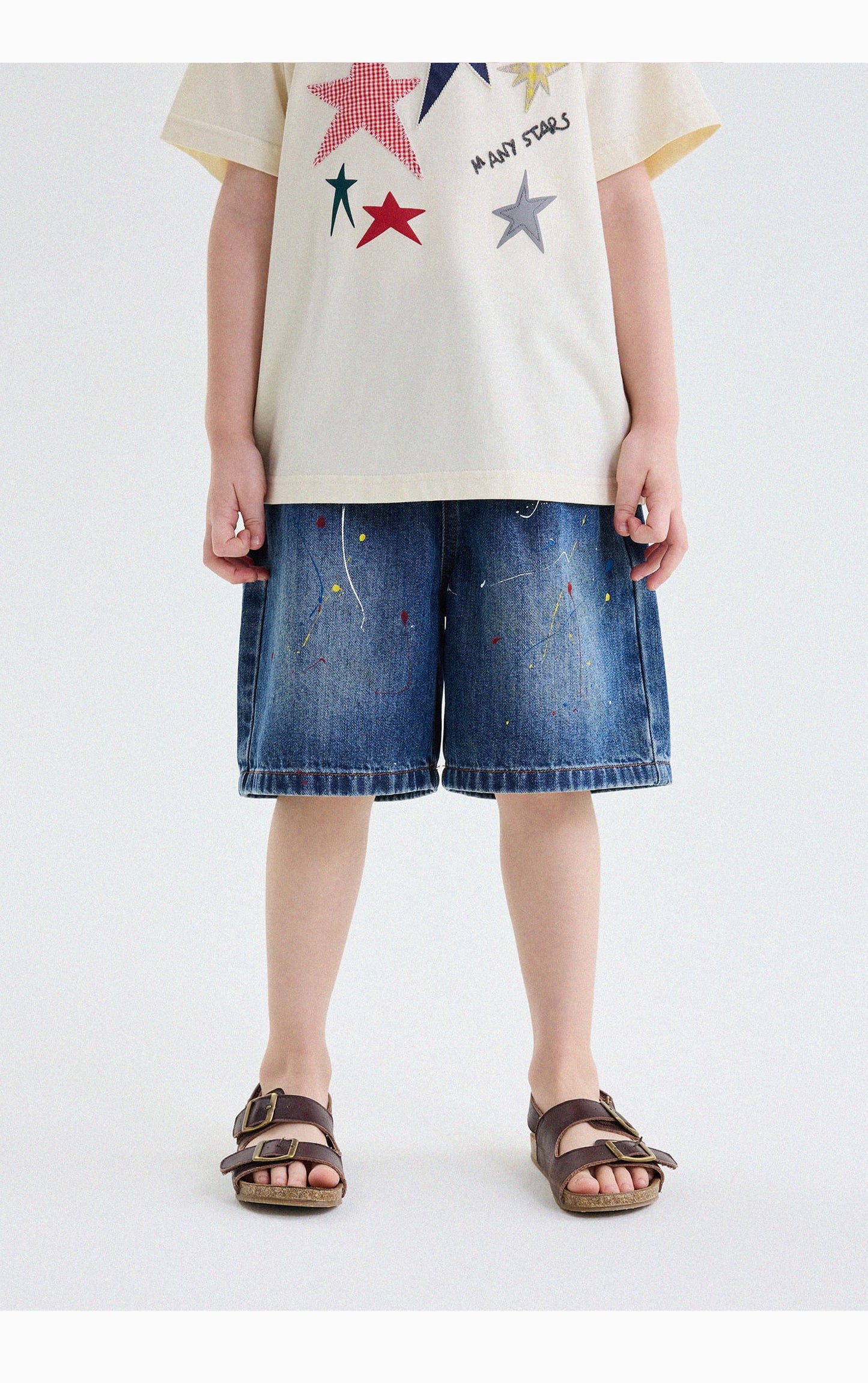 ペイント スプラッシュ デニム ハーフパンツ【mh0013751】 yunerma ハーフパンツ・ショートパンツ
