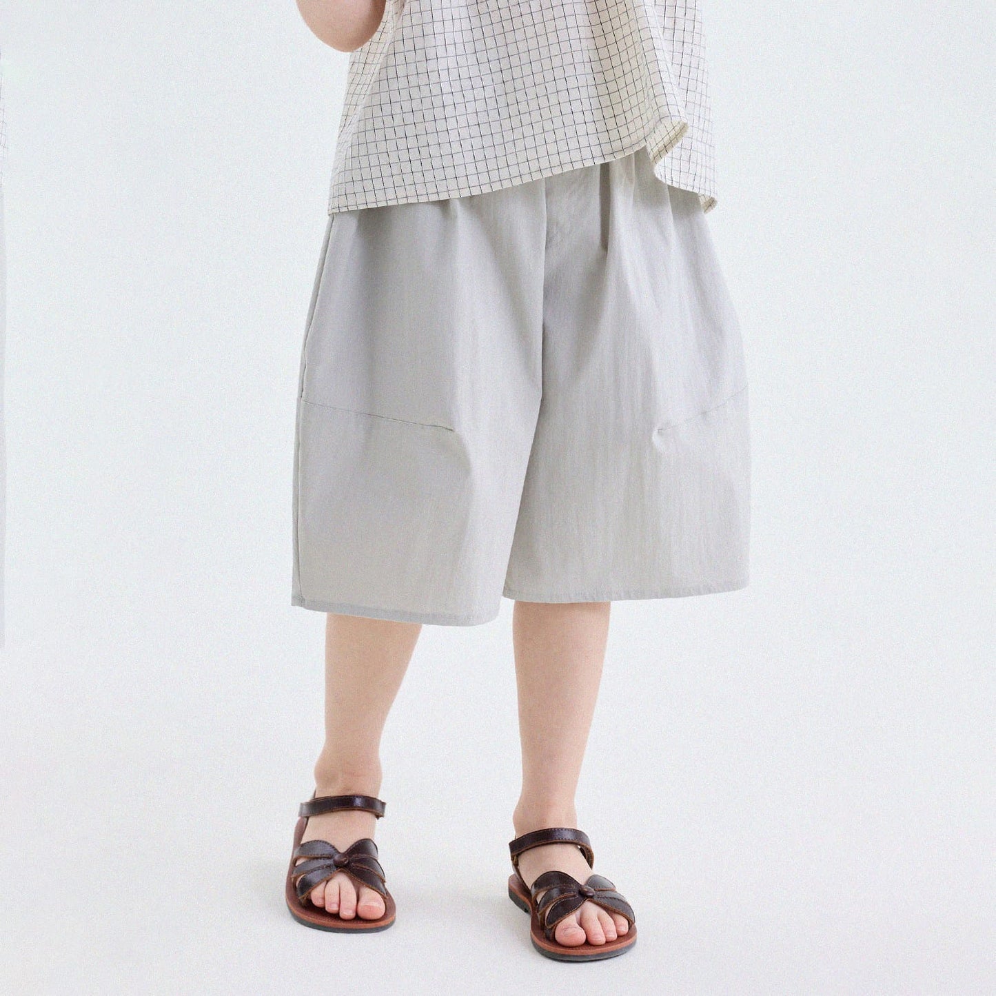 キッズ 無地 ルーズ ハーフパンツ【mh0013763】 Gray Green / 90cm yunerma ハーフパンツ・ショートパンツ