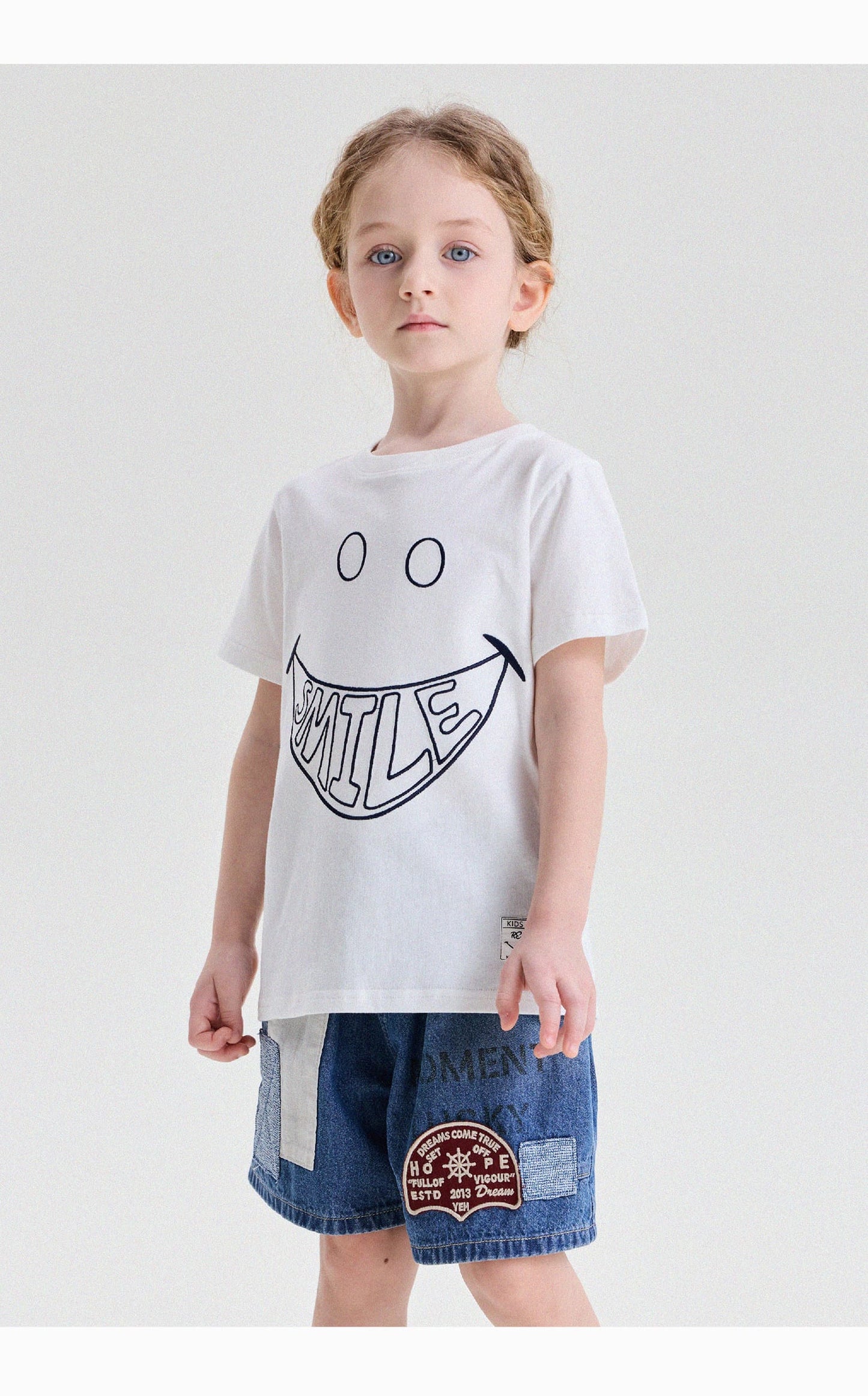 キッズ アップリケ パッチワーク デニム ショートパンツ【mh0013774】 yunerma ハーフパンツ・ショートパンツ