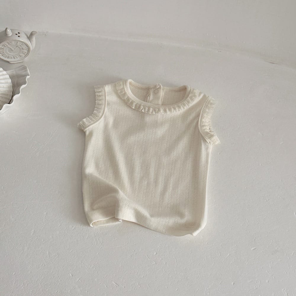 レースフリルエッジ タンクトップ 小花柄 フレアスカート【mh0013783】 Off-White shirts / 73cm mamahalo kids ノースリーブセットアップ