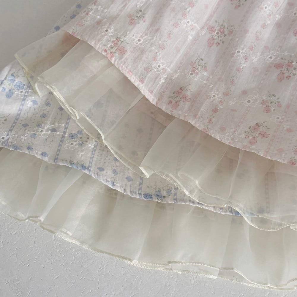 フラワー刺繍 チュール ノースリーブワンピース【mh0013784】 mamahalo kids ノースリーブワンピース