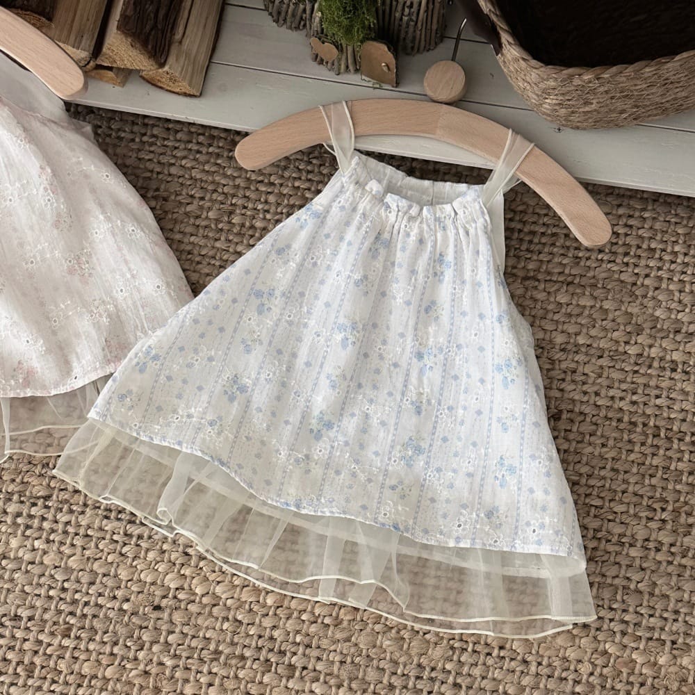 フラワー刺繍 チュール ノースリーブワンピース【mh0013784】 mamahalo kids ノースリーブワンピース