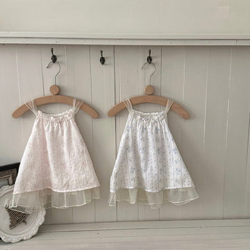 フラワー刺繍 チュール ノースリーブワンピース【mh0013784】 mamahalo kids ノースリーブワンピース